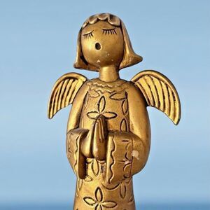Christmas Angel Gold Plastic Vintage 1970s 6 1/2 Inches Tall
